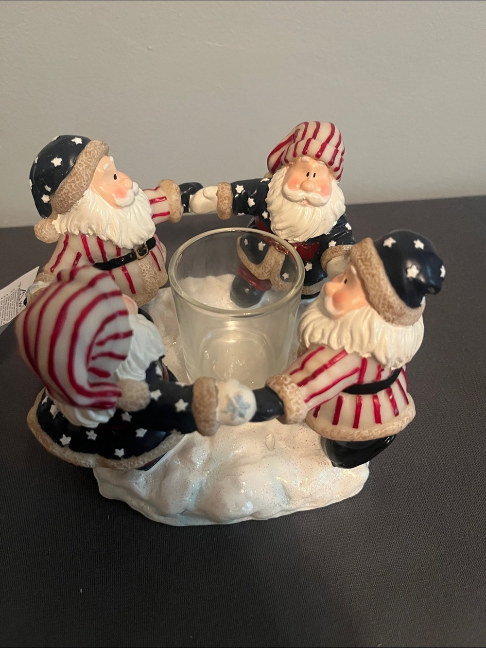 Vintage 2002 Home Interiors Patriotic Santa Candle Holder votive nwt